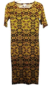 NWT LuLaRoe Womens XXS 2XS Yellow Black Red Julia Pencil Dress NEW - Picture 1 of 4