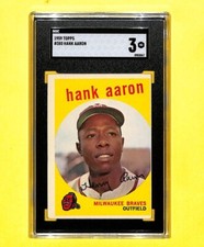 1959 Topps #380 Hank Aaron Card SGC 3 Braves 