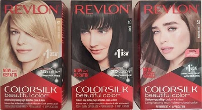 3 Revlon Colorsilk #81 светло-блондинка ~ #10 черный ~ #51 светло-коричневый ~ все новый - Изображение 1 из 4
