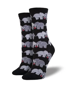 Socksmith Women's Socks Novelty Crew Cut "Elephant Love" / Choose Your Color!! - Picture 1 of 4