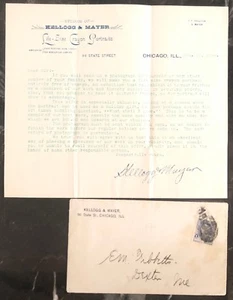 1890 Chicago IL USA Crayon Portraits Original Document Cover To Dexter ME - Picture 1 of 4