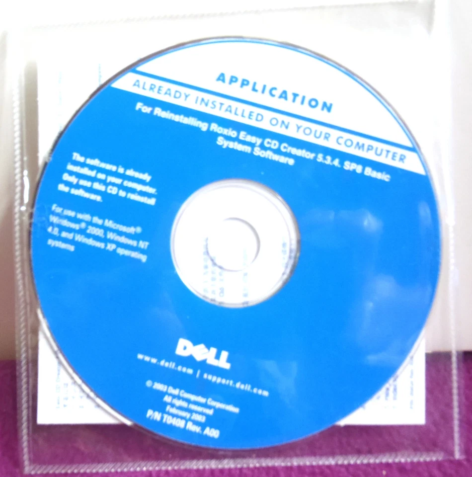 Dell APPLICATION -INSTALLING/Reinstalling Roxio Easy CD Creator 5.3.4. SP8 Basic - Image 1 of 1