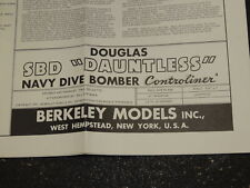 Berkeley Models Airplane Blueprints Plans 1957 Douglas SBD Dauntless