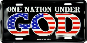 ONE NATION UNDER GOD EMBOSSED METAL NOVELTY LICENSE PLATE TAG - Picture 1 of 1