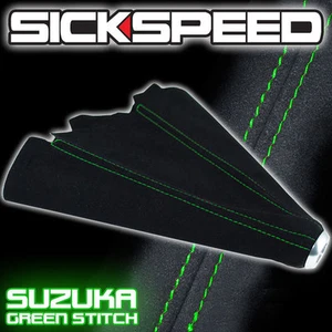 1GREEN STITCH BLACK SUEDE SHIFT BOOT FOR M/T MANUAL SHIFT GEAR COVER SHIFTER C - Bild 1 von 1