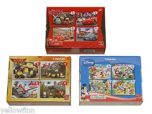 Disney Flugzeuge, Autos, Mickey Mouse, vier Puzzle Kinder Cartoon Box Sets - Bild 1 von 4