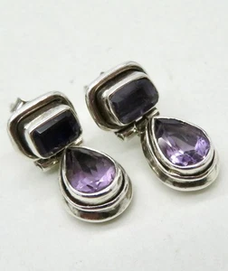 Schöne 925 Silber Ohrringe Ohrstecker Mit Amethyst - Bild 1 von 3