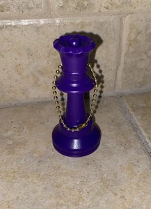 Staunton Style Chess Piece Blue Queen Keychain Key Ring Plastic Felted - Picture 1 of 5