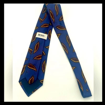 BOSS Hugo Boss 男式领带蓝色紫色 100% 真丝意大利设计师豪华假日全新无标签 — 第 1/4 张图片