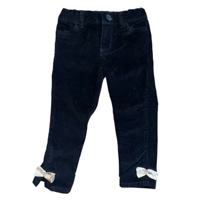 Calça de veludo Oshkosh B’gosh criança meninas tamanho 2T preta com laços dourados férias - Imagem 1 de 4