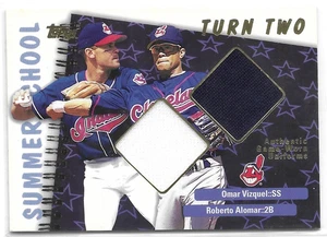 2002 Topps Summer School Turn Two Roberto Alomar Omar Vizquel Game Worn TTR-VA - Picture 1 of 2