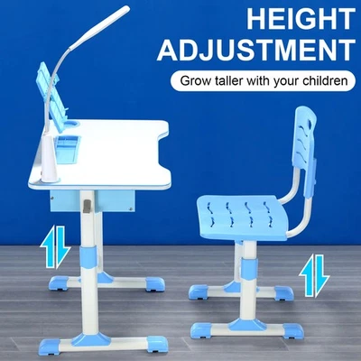 Kinderschreibtisch Set mit Lampe, Höhenverstellbar Schreibtisch Lernschreibtisch - Bild 1 von 4