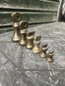 Vintage Brass Bell Weights Nice Aged Look 8oz 4oz 2oz 1oz 1/2oz & 1/4oz - Picture 1 of 3