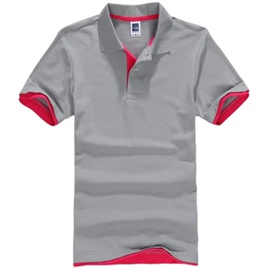 QHA Mens Polo Shirt Short Sleeve Pique Cotton Grey/Pink - Picture 1 of 8