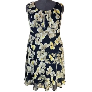 Signature Ella Floral Chiffon Midi Dress Damen 18W Babydoll Cottagecore Church - Bild 1 von 12