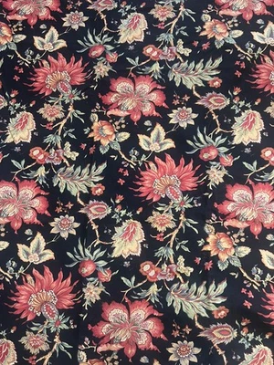 Juego de dos varillas de bolsillo hechas a mano paneles de cortina jacobeas florales coloridos negros rojos Foto 1 de 4