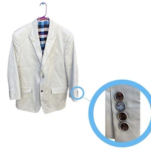 Robert Graham creme-khaki Baumwolle Blazer Sport Mantel Jacke 2-Knopf kariert gefüttert - Bild 1 von 22