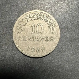 1892 H BOLIVIA 10 Ten CENTAVOS COIN Low MINTAGE 1,000,000 World Foreign - Picture 1 of 2