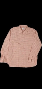 Luigi Borrelli Men's Classic Fit Handmade Check White Orange Dress Shirt 18 New - Picture 1 of 5
