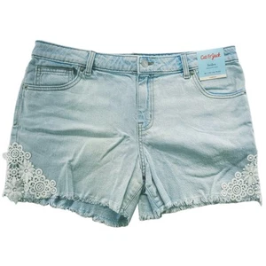 Cat & Jack Embroidered Shorts Girls XL 14/16 PLUS Floral Lace Stretch Jean - Picture 1 of 14