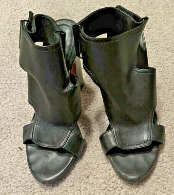 ZAPATOS SANDALIAS TACÓN CUERO NEGRO PARA LA VICTOIRE TALLA 7,5 Foto 1 de 4