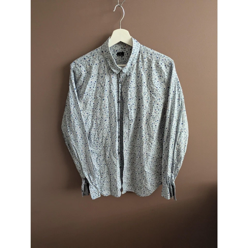 Paul Smith Shirt Mens Large Blue Floral Print Button Up 100% Cotton Long Sleeve - image 1 of 4
