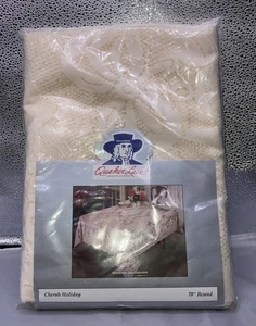 Vintage Quäker Spitze Cherubs Glocken Elfenbein Tischdecke 70" Rund Versiegelt Neu aus altem Lagerbestand - Bild 1 von 9