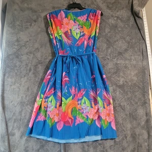 Island Hawaii Kleid 70er Jahre IN ROADS blau geblümt Damen 15/16 ärmellos Sommer - Bild 1 von 14