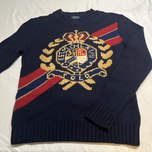 Polo Ralph Lauren Crest Knit Wool Custom Crewneck Sweater Medium Vtg 80s 90s 92 - Bild 1 von 10