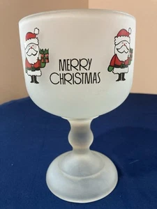 Diadem Glaswaren Weihnachten matt weiß "Frohe Weihnachten" Kelch 8" Höhe x 5" Breite - Bild 1 von 6