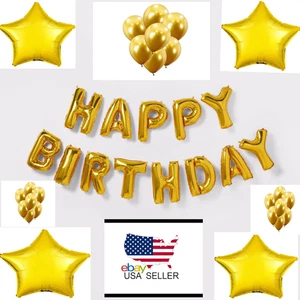 Gold Geburtstag Party Deko Happy Birthday Luftballons - Bild 1 von 3
