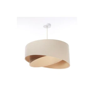 Lampadario E27 Rotondo Ø 50 Cm Crema Beige Lino Moderno RIVAS - Foto 1 di 6