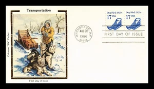 US COVER DOG SLED 17C TRANSPORTATION SERIES FDC COLORANO SILK CACHET - Picture 1 of 2