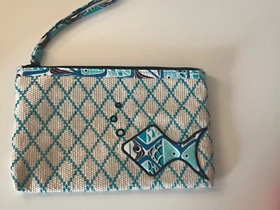 Nuevo Sin Etiquetas Vera Bradley Beach Muñequera In Go Pez Azul Patrón Tostado Foto 1 de 3