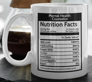 Psychiatrische Berater Nährwertangaben Kaffeebecher Geschenk für Therapeut Mitarbeiter - Bild 1 von 7