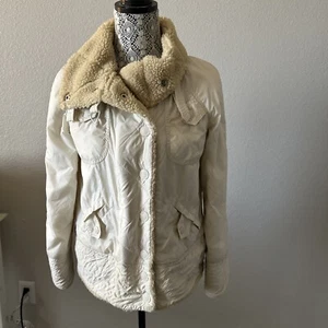 Marc Jacobs Cream Nylon Jacket With Faux Fur Accents So Cute! Size Small - Picture 1 of 12