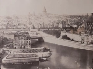 c1865 Attr. Charles Soulier PARIS vue de la SEINE Pont Saint Louis albumen print - Foto 1 di 2
