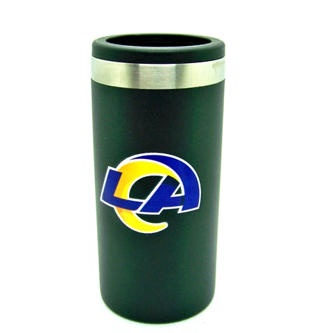 Los Angeles Rams 12 oz Color Logo Stainless Steel Slim Can Holder Black Cover