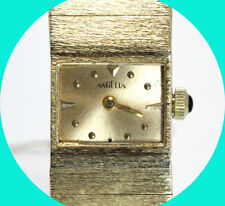 34 gram! vintage Angelus ladies solid 14K yellow gold bracelet mechanical watch 