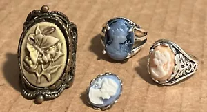 Lotto 3 bellissimi anelli cammeo e 1 ciondolo CYBTT OTTIMO regalo ๐ - Foto 1 di 4