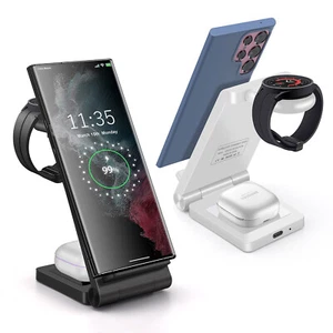 3in1 Wireless Charger Station Dock For Samsung Galaxy Watch 5/4 Z Fold 4 S23/S22 - Picture 1 of 26