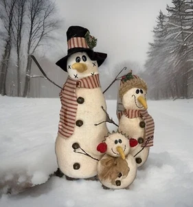 Primitive Schneemann Dekor, rustikale Schneemänner Familie - Bild 1 von 10
