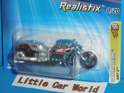 2005 First Editions HOT WHEELS Airy 8 Motorcycle Realistx 4/20 Col. #004 Silver - Image 1 of 2