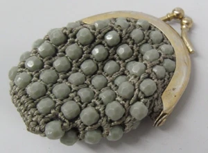 Vintage Beaded Coin Purse Gray Hand Made in Hong Kong! - Picture 1 of 5