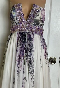 Jovani Ballkleid Maxikleid Trägerlos Fee Romantisch Perlen 90er Elegant Y2K US 2 - Bild 1 von 15