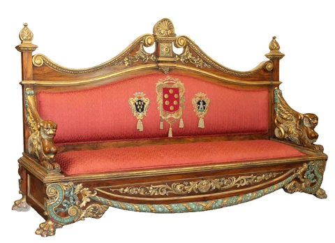Antique Sofa, Exceptional, Italian Carved Walnut with Griffins, 19th C 1800s!! Cover