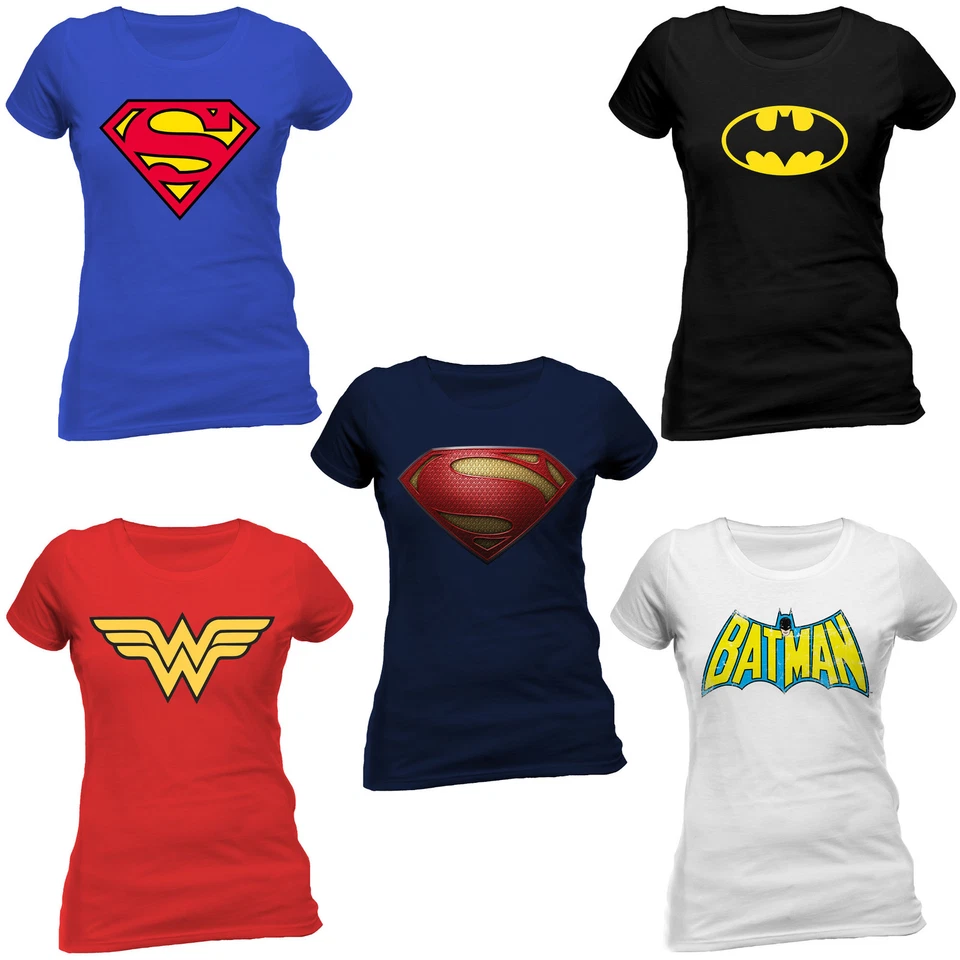 DC Comics Superhero Superhelden Logo T-Shirt Figurbetont Sexy Fit Frauen Women