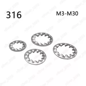 Rondelle di bloccaggio seghettate acciaio inox 316 denti interni M3 M4 M5 M6 M8 M10 M30 - Foto 1 di 6