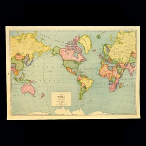 1942 WORLD Map Wall Art WWII Era Old Original Vintage Germany Atlas Map Antique - Picture 1 of 9