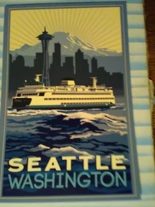 BEAUTIFUL POST CARD  SEATTLE SKYLINE. WA STATE   FERRY SEATTLE WASHINGTON - Picture 1 of 12